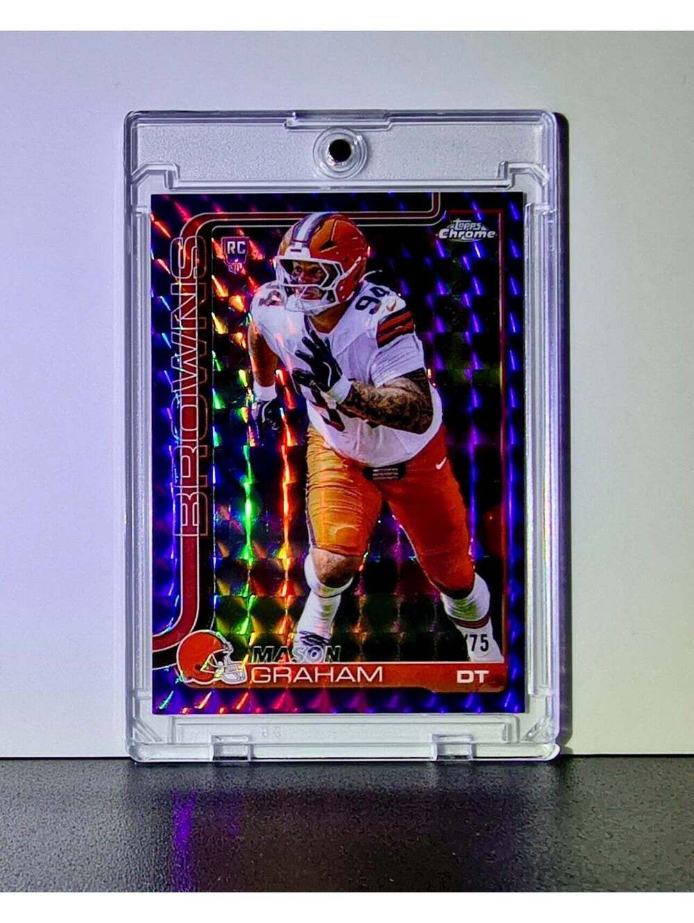 Mason Graham Rookie 2025 NFL Topps Chrome #302 Purple Refractor Browns 10/75
